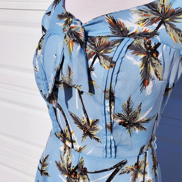 Havilland 40's Style Palm Tree Print Dress Retro - Picture 3 of 5